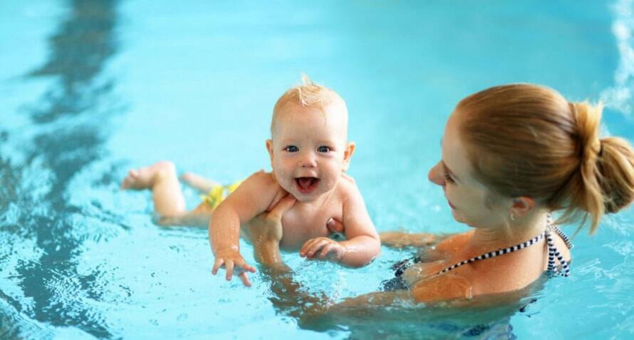 Always watch your baby when they are swimming.