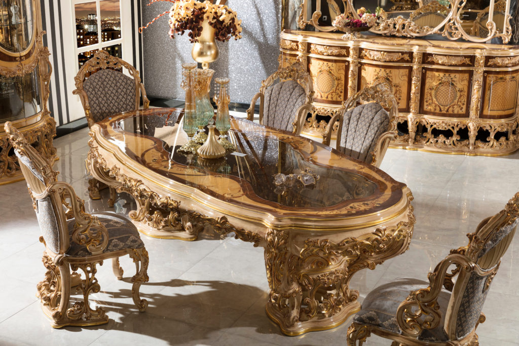 Extravagance should show in your dining room furnishings.